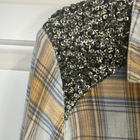 Free People flannel with sequins - Picture 2 of 5
